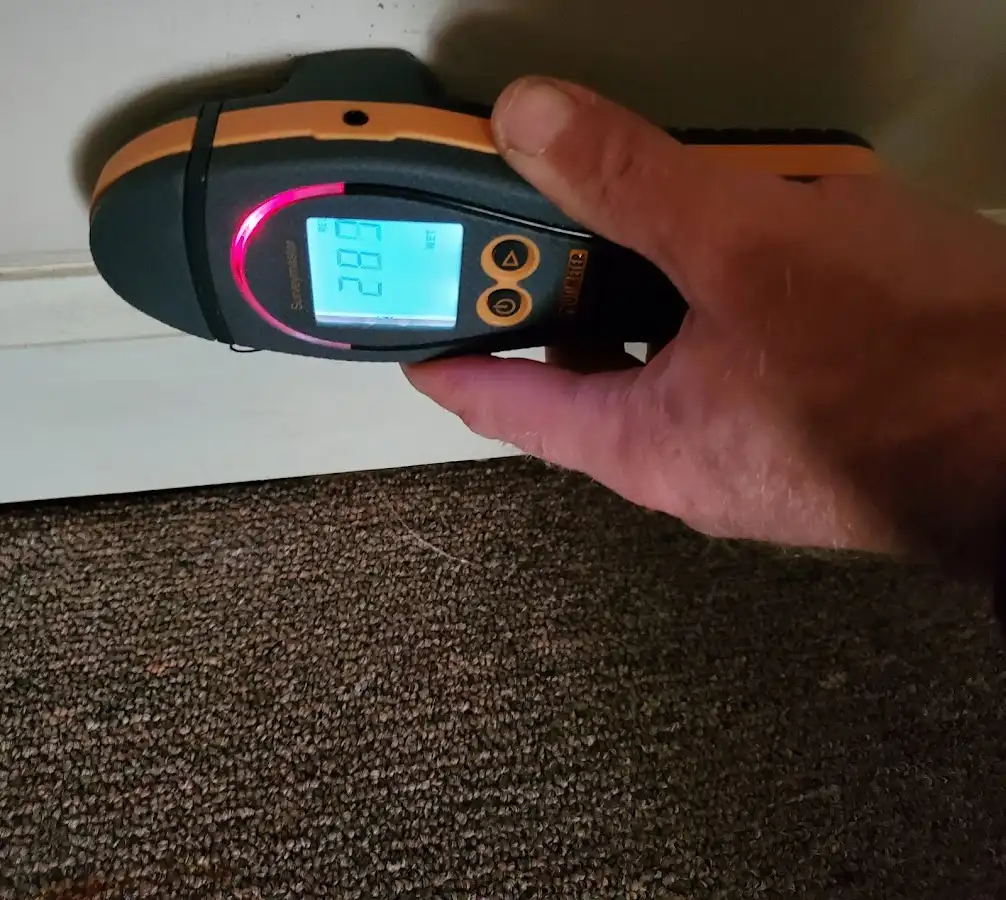 Moisture detection at baseboard during Storm Damage Restoration in Marbletown